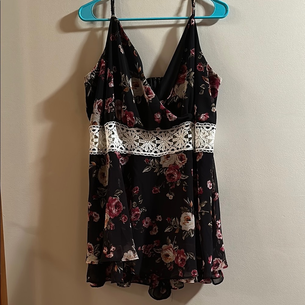 Rue21 Black Floral Dress with Lace Detail